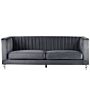 Sofa Grey 3 Seater Velvet Tuxedo Style Quilting