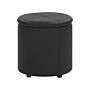 Pouffe Black Faux Leather 40 X 38 Cm With Storage Stool