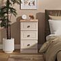 Norfolk 3 Drawer Bedside Cabinet In Kashmir Ash & Bardolino Oak