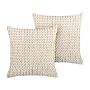 Set Of 2 Decorative Cushions Beige Cotton And Polyester 45 X 45 Cm Boho Design Braided