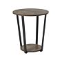 Side Table Dark Wood With Black Mdf Metal Legs 50 Cm Industrial Round Living Room Shelf