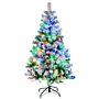 Homcom 4.5' Artificial Snow Christmas Trees With Frosted Branches, Warm White Or Colourful Led Lights, Steel Base