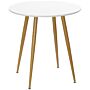 Homcom Modern Dining Table For 2 People, Round Kitchen Table, With Matte Top And Metal Legs, Dining Room Living Room, White