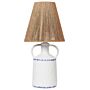 Table Lamp White Ceramic 24 X 24 X 51 Cm Natural Wicker Paper Cone Shade