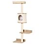 Pawhut Cat Tree For Indoor Cats Wall-mounted Cat Shelf Shelter Kitten Perch Climber Furniture W/ Condo Bed Scratching Post – Beige