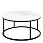 Spiro Coffee Table With White Marble Melamine Top & Black Legs