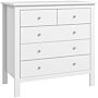 Homcom Modern Chest Of Drawers, 5 Drawer Storage Cabinet With Metal Handles And Runners, White