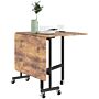 Homcom Six-seater Drop-leaf Dining Table, With Wheels - Brown Wood-effect