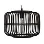 Pendant Lamp Black Bamboo Wood Cage Shade Adjustable Cable Hanging Light