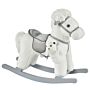 Homcom Kids Plush Ride-on Rocking Horse Toy Rocker With Plush Toy Realistic Sounds For Child 18-36 Months White