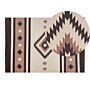 Klim Area Rug Beige And Brown Cotton 140 X 200 Cm Cut Shuttle Handwoven Floor Wall Rug Geometric Reversible Pattern Tassels