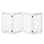 Pawhut Pet Gate 4 Panel Wooden Foldable Fence Freestanding Dog Safety Barrier With 2 Support Feet For Doorways Stairs 80'' X 30'' White