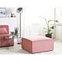 Ottoman Pink Corduroy Upholstered Square Footstool