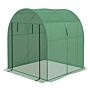 Outsunny Polytunnel Greenhouse Walk-in Grow House With Uv-resistant Pe Cover, Doors And Mesh Windows, 1.8 X 1.8 X 2m, Green