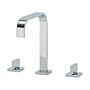 Basin Mixer Tap Silver Chromed Metal Modern Bathroom Twin Lever Faucet