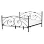 Eu Double Size Panel Bed 4ft6 Black Metal Frame Slatted Base