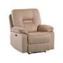 Recliner Chair Beige Velvet Electric Adjustable Back And Footrest With Led Light