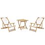 2 Seater Sun Lounger Set With Coffee Table Natural Bamboo Wood Beige Folding Deck Chairs And Side Table