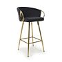 Volero Brushed Velvet Black Bar Stool