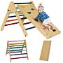 Aiyaplay Toddler Climbing Frame For Kids With Ramp, 3 In 1 Wooden Pikler Triangle Set For 18-48 Months, Multicolour