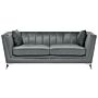 3 Seater Sofa Grey Nail Head Trim Panel Tufting