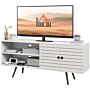 Homcom Tv Stand Cabinet For 65 Inch Tvs, Tv Unit With Open Shelves, Soft-close Door And Cable Holes, Entertainment Unit, White