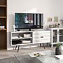 Homcom Tv Stand Cabinet For 65 Inch Tvs, Tv Unit With Open Shelves, Soft-close Door And Cable Holes, Entertainment Unit, White