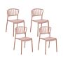 Set Of 4 Dining Chairs Pink Plastic Garden Stacking