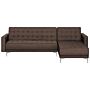 Corner Sofa Bed Brown Tufted Fabric Modern L-shaped Modular 4 Seater Left Hand Chaise Longue Beliani