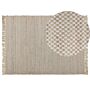 Area Rug Beige Jute And Cotton 140 X 200 Cm Fringed Hand Woven