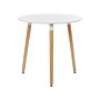 Dining Table Round White Mdf Table Top 80 Cm Light Brown Beech Wood Legs With Protective Caps Minimalist Scandinavian Dining Room