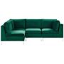 Right Hand Modular Corner Sofa Green Velvet 4 Seater L-shaped Silver Metal Legs