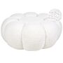 Pouffe White Boucle Round 60 X 60 X 27 Cm Footstool Accent Upholstery Modern Living Room Bedroom Furniture Beliani