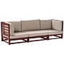 Garden Sofa Mahogany Brown Acacia Wood Outdoor 3 Seater Bench With Cushions