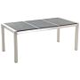 Garden Dining Table Grey And Silver Granite Table Top Stainless Steel Legs Outdoor Resistances 6 Seater 180 X 90 X 74 Cm Beliani