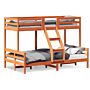 Vidaxl Bunk Bed 90x200/120x200 Cm Wax Brown Solid Wood Pine