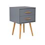 Bedside Table Grey And Light Wood 61 X 40 Cm 2 Drawers