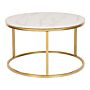 Coffee Table Beige Marble Effect Ø 70 Cm Round Gold Base