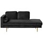 Chaise Lounge Black Velvet Upholstered Left Hand Orientation Metal Legs Bolster Pillow