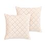 Set Of 2 Cushions Beige Velvet 45 X 45 Cm With Decorative Elements