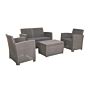 Faro Grey 4 Seater Conversation Set, Two Seater Sofa, 2 Armchairs, Coffee Table With Storage