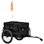 Homcom Steel Trailer For Bike, Bicycle Cargo Trailer With 65l Storage Box And Foldable Frame, Max Load 40kg, Black