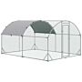 Pawhut Walk In Chicken Run Galvanized Chicken Coop Hen Poultry House Cage Rabbit Hutch Pet Playpen Backyard With Water-resist Cover, 2.8 X 3.8 X 2m