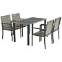 Outsunny Outdoor Dining Set 5 Pieces Patio Conservatory With Tempered Glass Tabletop,4 Dining Chairs - Mixed Grey