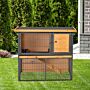 Pawhut Wood-metal Rabbit Hutch Elevated Pet House Bunny Cage With Slide-out Tray Asphalt Openable Roof Lockable Door Outdoor