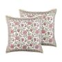 Set Of 2 Scatter Cushions Multicolour Cotton 45 X 45 Cm Floral Pattern Handmade Removable Cover With Filling