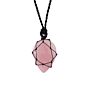 Laced Gemstone Teardrop Pendant - Rose Quartz