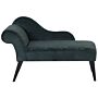 Chaise Lounge Green Velvet Upholstery Dark Wood Legs Left Hand Retro Beliani