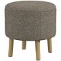 Homcom Round Ottoman Stool With Storage, Linen Fabric Upholstered Foot Stool With Padded Seat, Hidden Space And Wood Legs