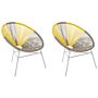 Set Of 2 Garden Chairs Beige With Yellow Pe Rattan Papasan